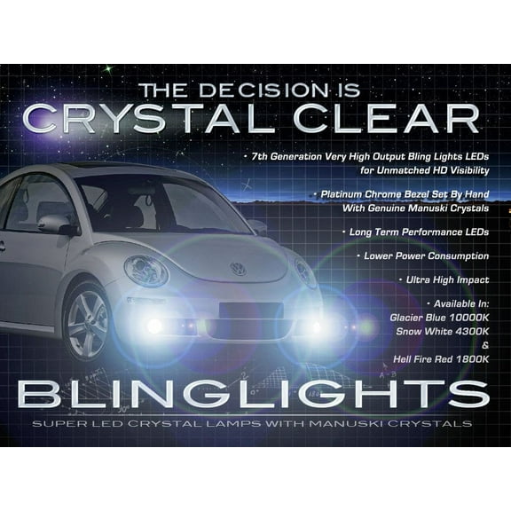 For 2006 2007 2008 2009 2010 VW New Beetle LED Foglamps Foglights Driving Fog Lamps Lights Volkswagen