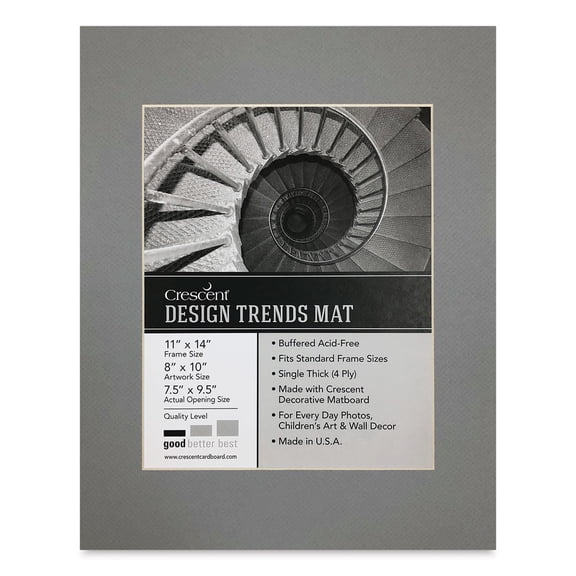 Crescent Pre-Cut Mat - Bar Harbor Gray, 11" x 14" (7-1/2" x 9-1/2" Opening)