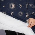 thumbnail image 3 of Oversized Wearable Blanket Hoodie,Dark Blue Sun Moon Rocket Pattern Sherpa Blanket Hoodie with Super Pockets,Super Warm Fuzzy Pullover for Women & Men, 3 of 6