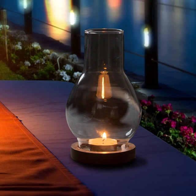 Pantalla de lámpara de cristal Canlde a prueba de viento con Base, lámpara de mesa, cubierta de luz, soporte de luz de té para tienda, pesca, boda, Fernando Pantalla de vela