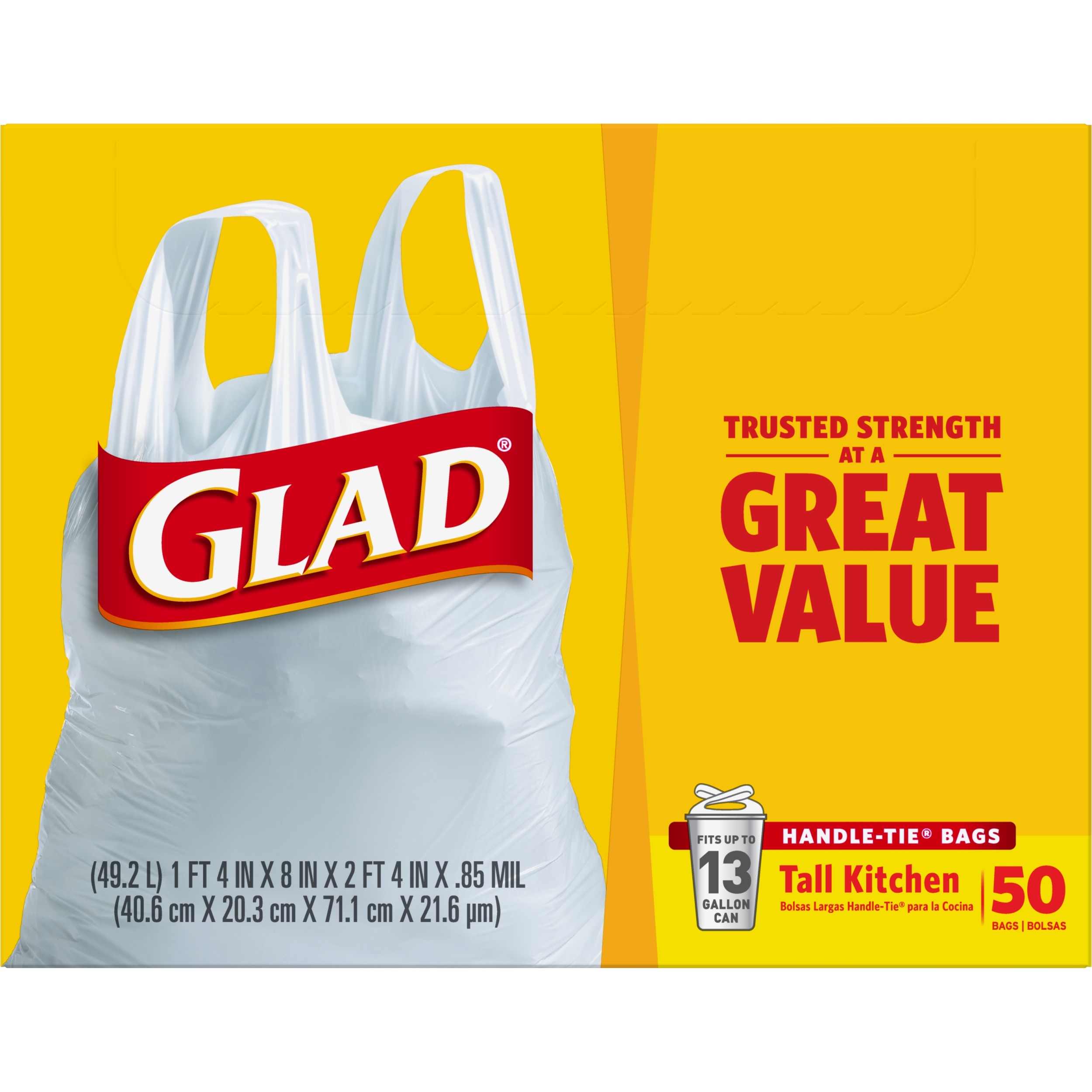 Glad Tall Kitchen Trash Bags with Handles, 13 Gallon, 50 Count photo 7