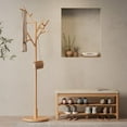 thumbnail image 3 of Coat Rack,Solid Wood Coat Rack Freestanding with 12 Hooks,Coat tree freestanding 3 Adjustable Heights for coat, Hats, Handbags，Coat Stand for Entryway,Bedroom (Walnut), 3 of 10