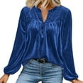 thumbnail image 6 of Womens Velvet Tops Long Sleeve Button Down Shirts Retro Casual Flowy Blouses Fall Elegant Dressy Shirt Holiday Outfits, 6 of 6