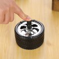 thumbnail image 3 of Car Tire Rotating Style Fashion Round Stainless Steel Press Up Smokeless Ashes Holder, 3 of 10