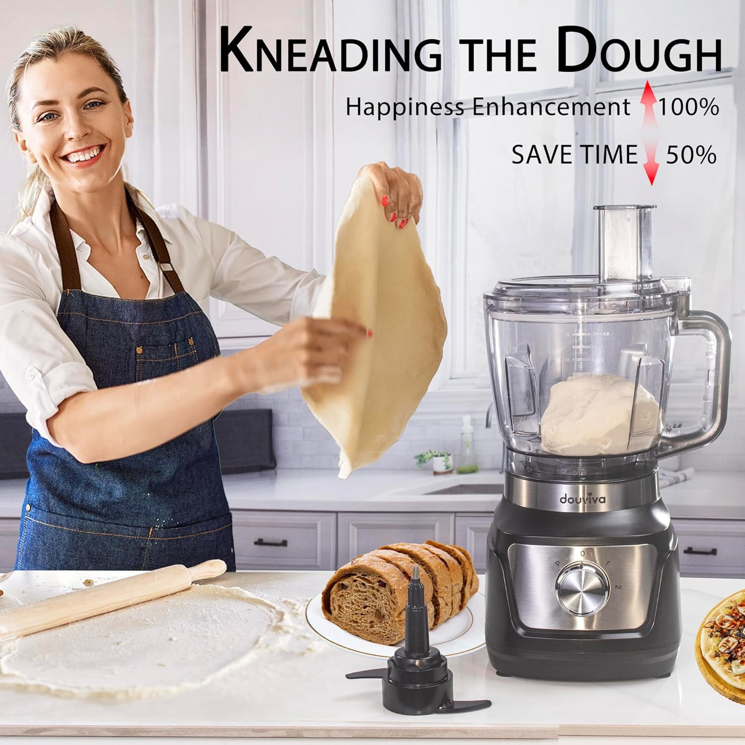 Blender & Food Processor Combo 1000W, 68oz Processor Bowl,24oz To-Go Lid Cup, for Smoothies/Shakes/Mixing/Shredding/Slicing/Chopping/Dough/Grinder, Black