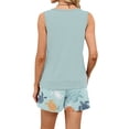 thumbnail image 5 of Sewkxo Two Piece Sets for Women Summer Lounge Short Sets Tank Square Neck Sleeveless Sweat Suit With Pockets,Light Blue 2XL, 5 of 5
