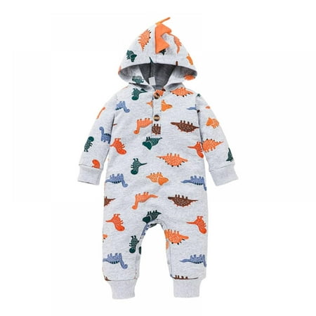 

Newborn Infant Baby Girl Boy Lovely Cartoon Dinosaur Cotton Hooded Romper Jumpsuit Outfits Baby Clothes Bodysuit