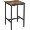 thumbnail image 1 of Small Kitchen Dining Table, High Top Pub Bar Height Cocktail Desk for Living Room Party, Sturdy Metal, 23.6 x 23.6 x 36.2 Inches for Narrow Spaces, Rustic Brown and Black, 1 of 9