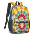thumbnail image 2 of Red and Yellow Tie Dye Pattern 17" School Backpacks for Teens,Waterproof Oxford Fabric,S-Shape Padded Straps for School,Travel,Hiking,Camping, 2 of 6