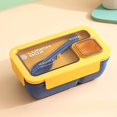 thumbnail image 3 of Kiplyki Portable Plastic Lunch Box with Partition, Built-in Cutlery, Leakproof Lock Buckle Bento Container, Multi-Functional Meal Prep Container for Work Office Picnic, 800ml, 3 of 6