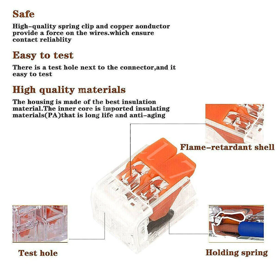 CIRCLE- 90X For Wago 221 Electrical Connectors Wire Block Clamp Terminal Cable Reusable