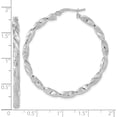 thumbnail image 4 of 14k White Gold Polished and Textured Twisted Hoop Earrings - 3.2gm, 4 of 6