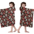 thumbnail image 4 of Brown Skull Rose Pattern Hooded Bath Towel，50"x30" for Ages 3 To 12 Kids, Quick Dry Lightweight Soft Microfiber Hood Beach Towel Cover Up for Kids, 4 of 7