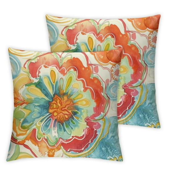 nygtbtfer  Outdoor Throw Pillow Covers , Covers ONLY Modern Paisley Pattern Decorative Square Toss Pillow Case Pack of 2 for Home Patio Garden Sofa Bed Furniture, Flower Multi White