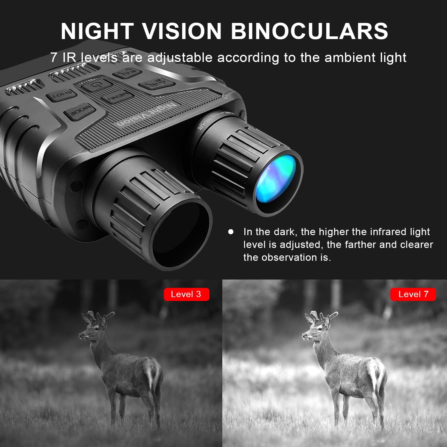 Rexing B1 10 x 25 Digital Night Vision Binoculars, Infrared (IR) Digital Camera - Black
