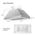 thumbnail image 6 of Zomagas New Insert Range Hood 20 inch Stainless 600CFM Exhaust Vent with Led Bulb Filter 120V, 6 of 11