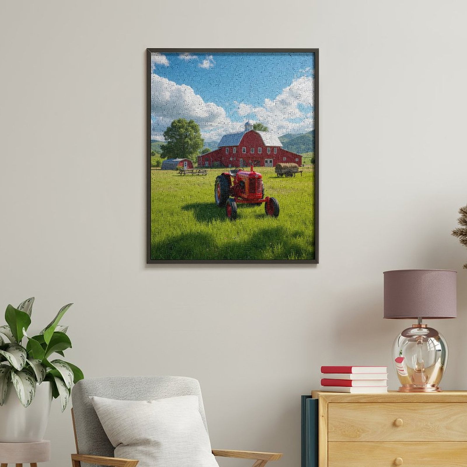 Paint by Numbers Kit for Adults, Red Barn Tractor Field Sky Paint by Numbers, Easy Paint by Numbers Kit for Adults Beginner, DIY Adult Paint by Number Kits on Canvas, Home Decor
