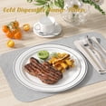 thumbnail image 3 of GPED 60 Pack Gold Plastic Plates, Heavy Duty Disposable Party Plates with 30 10.25" Dinner Plates and 30 7.5" Dessert Plates, Disposable Plates for New Year Party/Wedding/Thanksgiving/Birthday,Silver, 3 of 7