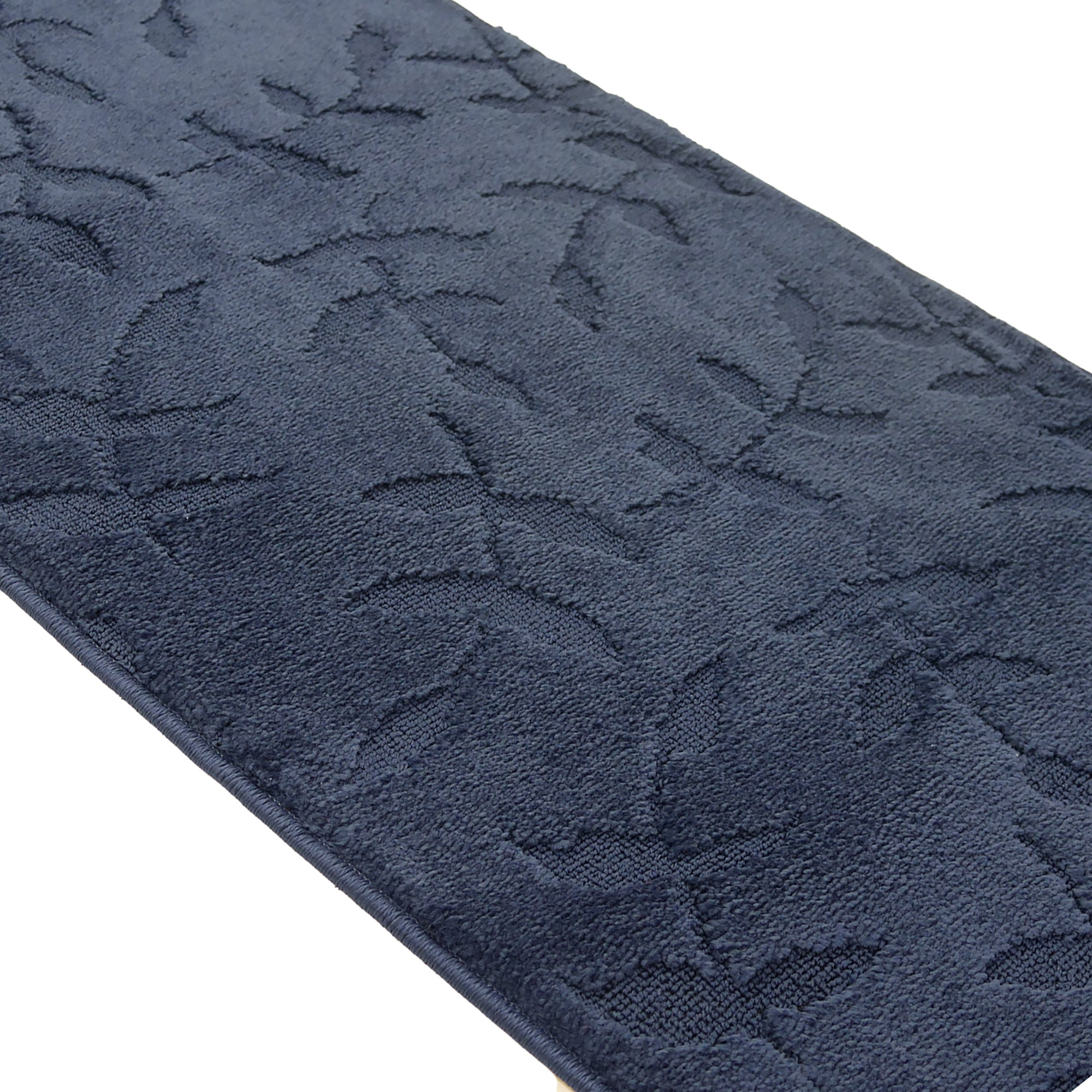 Custom Size Anti-Slip Washable Soft Pile Leaves Navy Carpet Runner Rugs ( 18' x 26")