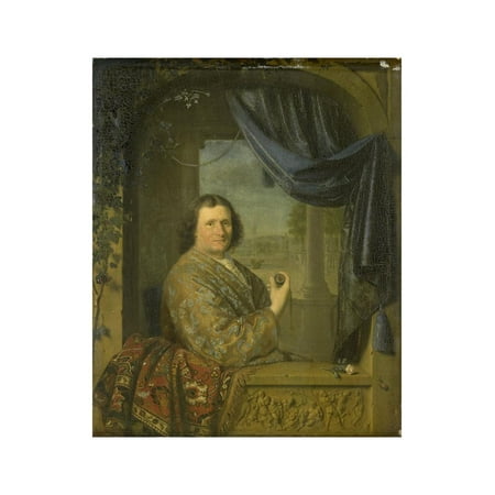 Pieter Van - Portrait of a Man with a Watch, Pieter Cornelisz. Van Slingelandt. Print Wall Art By Pieter Cornelisz van Slingelandt