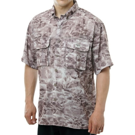 Aqua Design Mens Short Sleeve Fly Fishing Shirts UPF 50+: Pacific Sand size M