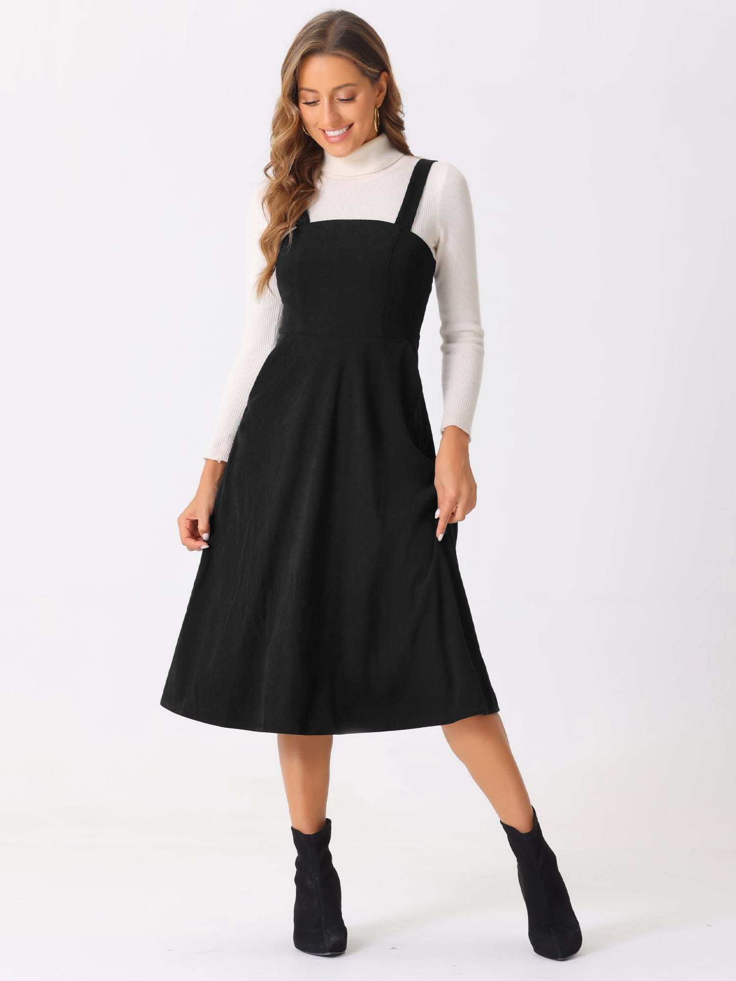DARING DIVA Tank Ribbed Vintage A-Line Casual Midi Dress XS Black