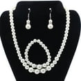 thumbnail image 6 of UNTERING Necklace Fashion Pearl Beaded Chain Drop Earrings Women Colorless Faux Pearl Necklace Bracelet Jewelry Set for Sisters, 6 of 7
