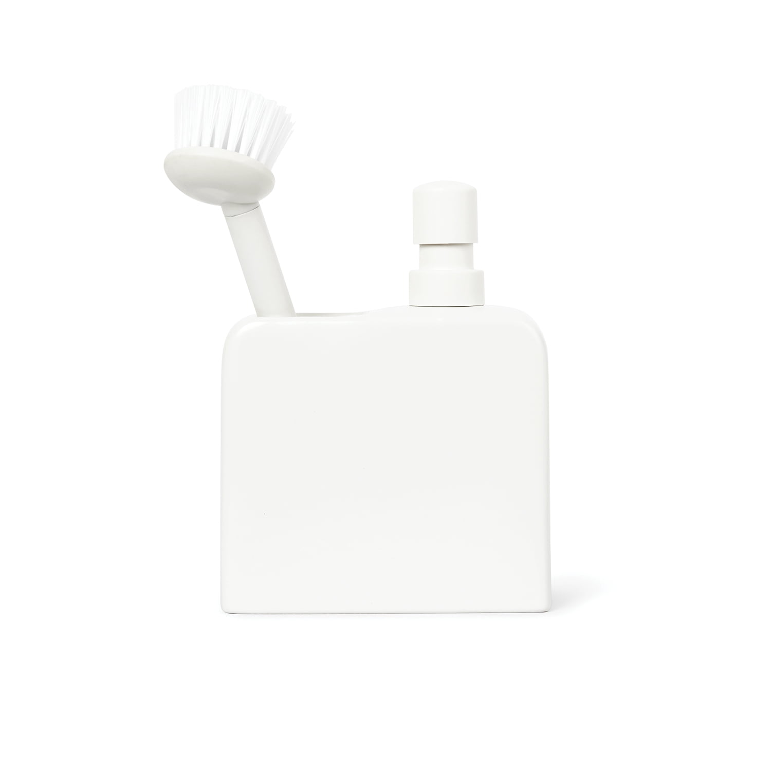 (3 pack) Mainstays Ceramic Liquid Soap Dispenser with Pump and Brush Holder, Kitchen Sink Dish Soap Dispenser Organizer for Sponge, Dish Brush and Cleaning Supplies, White