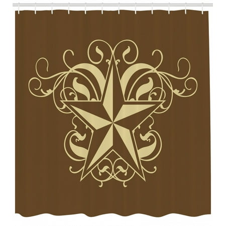 Primitive Country Decor Shower Curtain Baroque Style Star Floral