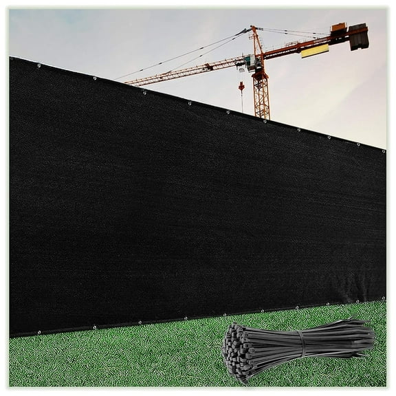 CintBllTer Customized Size Fence Screen Privacy Screen Black 5' x 61' - Grade 170 GSM - Heavy Duty - 3 Years Warranty - Cable Zip Ties Included