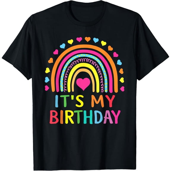 It's My Birthday Shirt For Women, Teens, Girls Gift Rainbow T-ShirtMen's and women's gift, black and white T-shirt, size: Extra large S-4XL