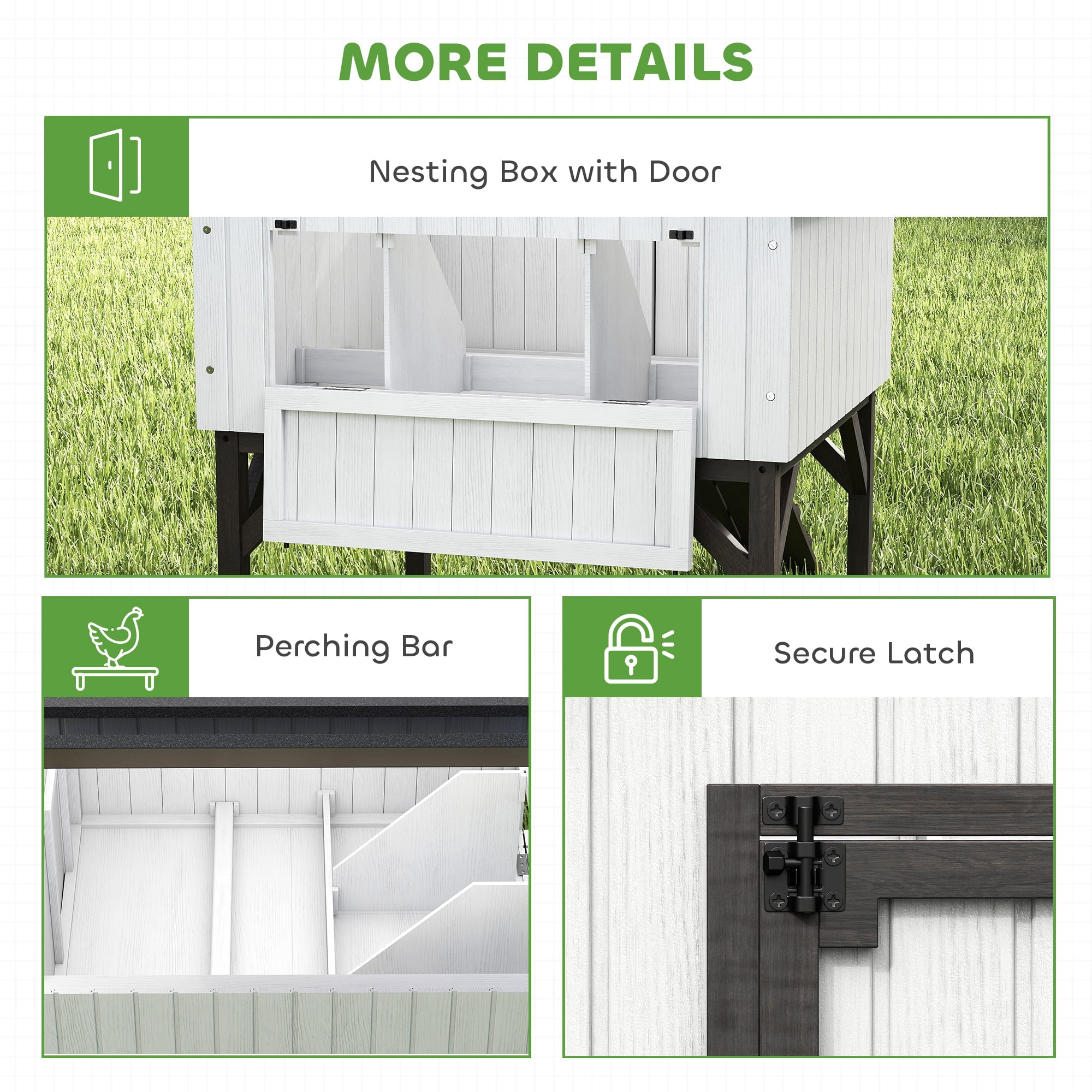 PawHut Chicken Coop Hen House with Nesting Box, Elevated Rabbit Hutch with Ramp, Asphalt Openable Roof and Elevated Legs, Outdoor Wooden Duck House
