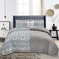thumbnail image 5 of Hannah Linen Queen Quilt Set - Microfiber 4 Piece Quilt with 1 Shams and 2 Decorative Pillow (Queen, Dark Grey Azita), 5 of 9
