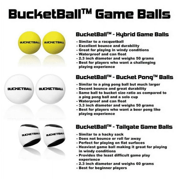 BucketBall Giant Yard Pong Edition Combo Pack Best Beach Pool Yard Camping Tailgate BBQ Lawn Water Indoor Outdoor Game Toy for Adults Boys Girls Teens Family