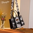 thumbnail image 5 of Wrangler Cow Print Tote Bag for Women Western Purse Boho Top Handle Satchel Handbag with Signature Strap, Cow-Black, 5 of 8