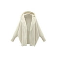 thumbnail image 5 of Women'S Solid Color Long-Sleeved V-Neck Hooded Jacket Casual Loose Plush Buttonless Jacket White M, 5 of 7