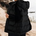 thumbnail image 5 of Womens Puffer Vests Hooded Sleeveless Quilted Zip Up Jacket with Snap Button Front and Pockets Cotton Solid Color Warm Outerwear for Outdoor Activities, 5 of 5