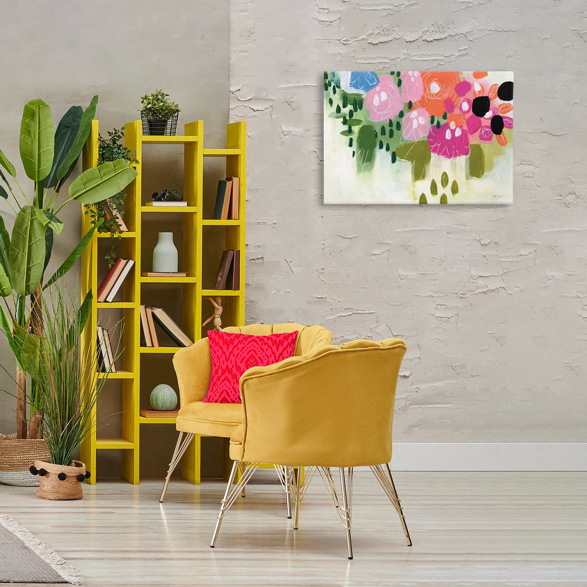 Stupell Industries Abstract Brushed Floral Botanical & Floral Painting Gallery Wrapped Canvas Art Print Wall Art, 30 x 20