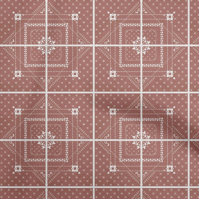 oneOone Polyester Spandex Red Fabric Asian Tile Diamond Sewing Craft Projects Fabric Prints By Yard 56 Inch Wide