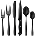 thumbnail image 1 of 24 Pieces Black Silverware Set, Black Flatware Set, Food-Grade Stainless Steel Cutlery Set for 4, Tableware Eating Utensils, Mirror Finished, Dishwasher Safe, 1 of 7