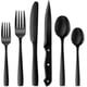 thumbnail image 1 of Juego de cubiertos negros de 24 piezas, juego de cubiertos negros, juego de cubiertos de acero inoxidable de grado alimenticio para 4, utensilios para comer, acabado espejo, apto para lavavajillas, 1 of 7