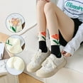 thumbnail image 5 of Cute Floral Cotton Socks for Women and Girls, Vintage Patterned Crew Novelty Fun Fashion Tulip Casual Socks, 5 of 7