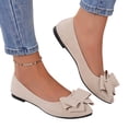 thumbnail image 3 of Women's Chic Bow Flat Pumps Pointed Toe Ballet Flats Office Work Business Casual Dress Shoes Comfy No Heel,36, 3 of 7