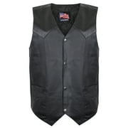 USA Leather 1201 'Club' Men's Black Leather Vest Medium
