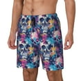 thumbnail image 2 of Uemuo cool Skull colorful Pattern Mens Swim Trunks Quick Dry Board Shorts with Mesh Lining, Stretch Beach Shorts Quick Dry No-Chafing Board Shorts-Large, 2 of 9