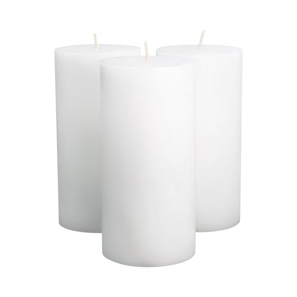 Mainstays Unscented Pillar Candles, 3Pack, 3x6 inches, White