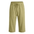 thumbnail image 5 of JUUYY Mens 3/4 Sweatpants Cotton Lightweight Drawstring Elastic Waist Capri Pants Summer Breathable Workout Athletic Joggers Pants Yellow XL, 5 of 6