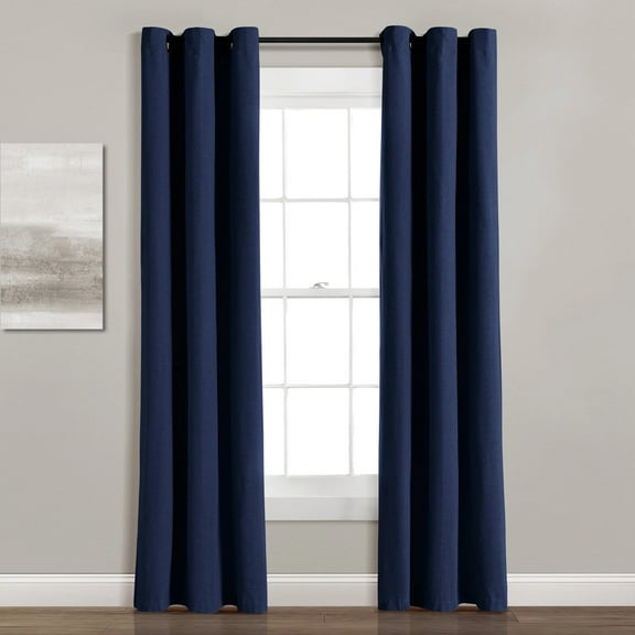 Lush Decor Linen Grommet Window Panel Blackout - Blue -Single- 84 x 38