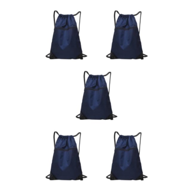 VONKY Portable Nylon Drawstring Bag Sack Beach Gym Backpack Shoes Bags Convenient and Versatile Dark Blue 5Set