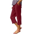 thumbnail image 2 of BUIGTTKLOP Plus Size Capri Pants for Women High Waisted Cropped Lounge Pants Side Split Casual Summer Ladies Pull on Capris, 2 of 8